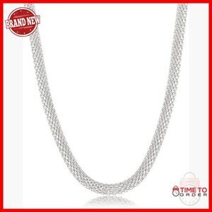 Sterling Silver 7mm Flat Mesh Chain Necklace 20 Inch Gold Plated
